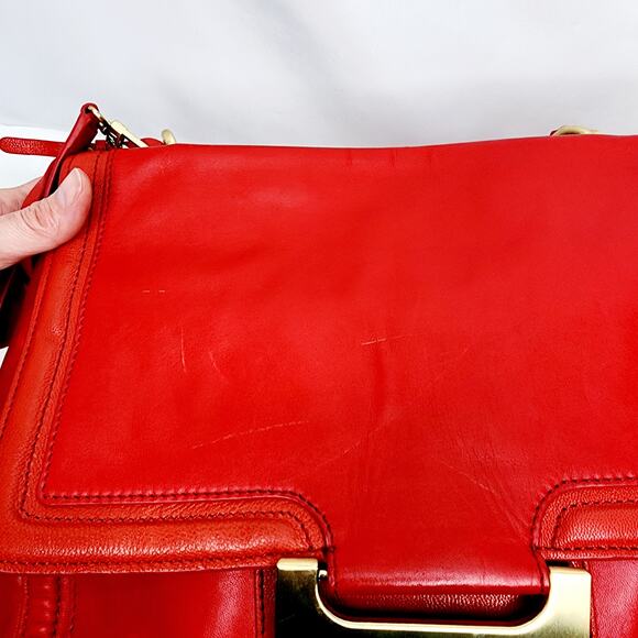 Diane Von Furstenberg Red Leather New Harper Charlotte Shoulder Bag - Picture 4 of 16